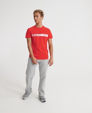 Superdry Core Logo Sport Stripe Férfi Pólók Piros | UHIXD9605